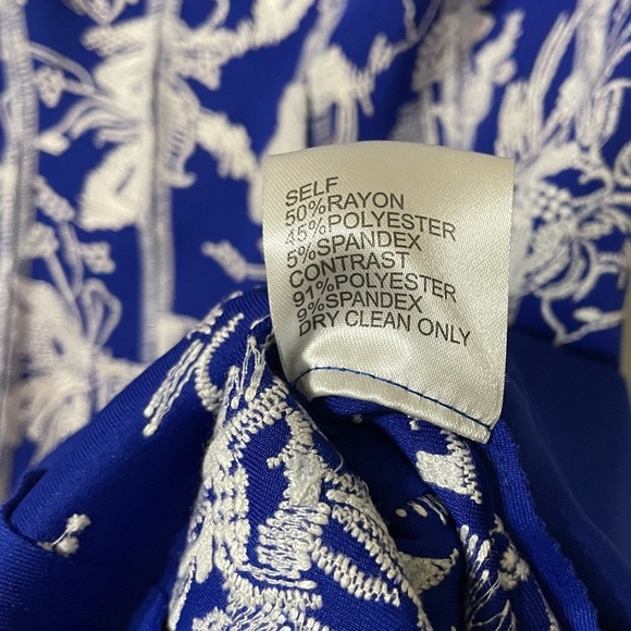 Tadashi Shoji Dress Small Womens Blue Floral Embroidered Wedding Formal Designer - Picture 5 of 10